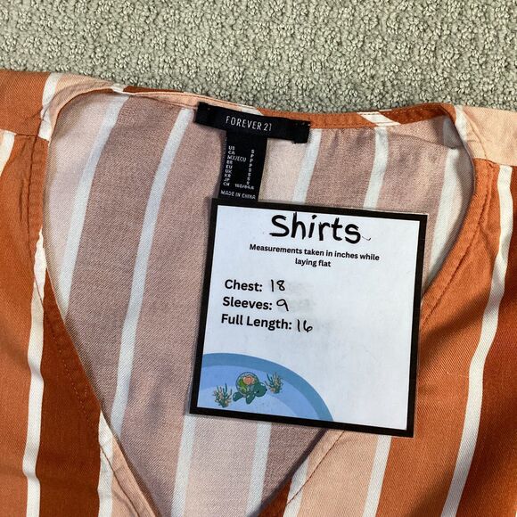 Forever 21 Striped Button Front Blouse Top Womens Size Small‎ Rust Orange - Picture 4 of 4